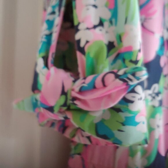 Lily Pulitzer Off Shoulder Lana Romper with Shorts Pink Blossom 3/4 Sleeve S - Picture 9 of 14